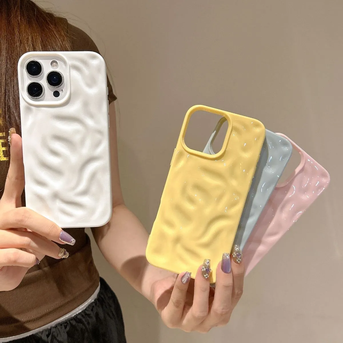Minimalist Meteorite Texture Glossy Case for iPhone 16 Pro Max, Slim Shockproof Cover Compatible with iPhone 15 & 14, High-Gloss Protective Shell